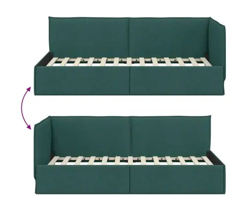 Stūra Gultas Rāmis Tumši Zaļa 90 X 200 Cm Audums Vidaxl