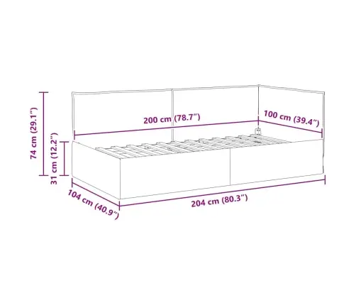 Kampinė Lovos Konstrukcija Juoda 100 X 200 Cm Aksomas