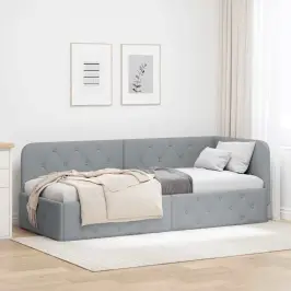 Stūra Gultas Rāmis Gaiši Pelēks 80 X 200 Cm Audums Vidaxl