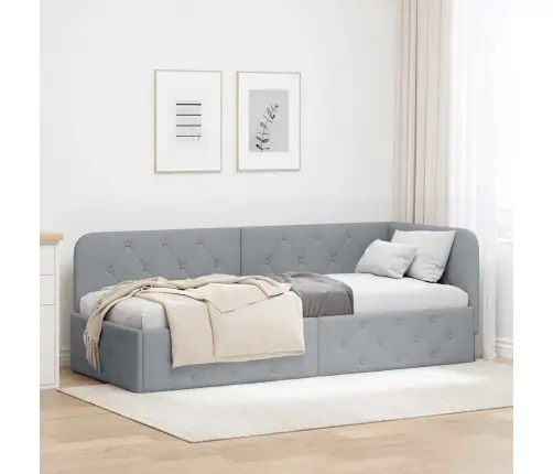 Stūra Gultas Rāmis Gaiši Pelēks 80 X 200 Cm Audums Vidaxl