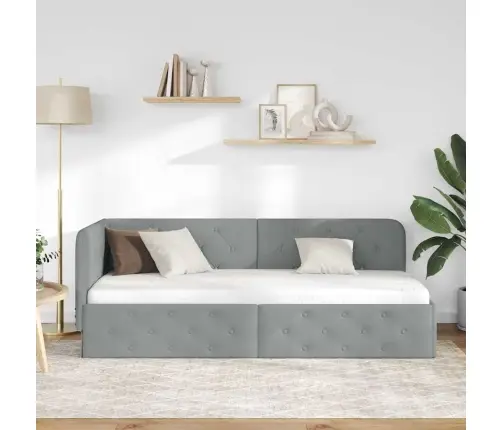 Stūra Gultas Rāmis Gaiši Pelēks 80 X 200 Cm Audums Vidaxl