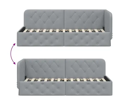 Stūra Gultas Rāmis Gaiši Pelēks 80 X 200 Cm Audums Vidaxl