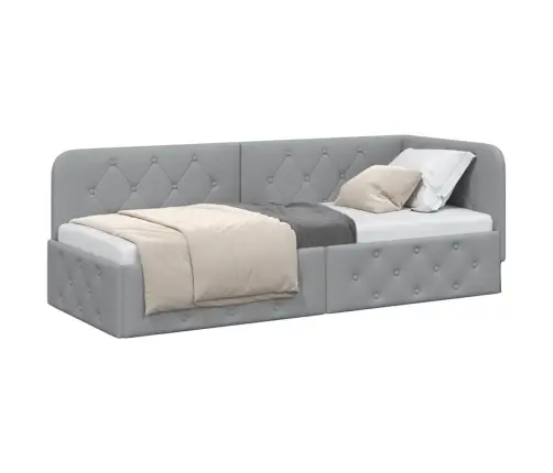 Stūra Gultas Rāmis Gaiši Pelēks 80 X 200 Cm Audums Vidaxl