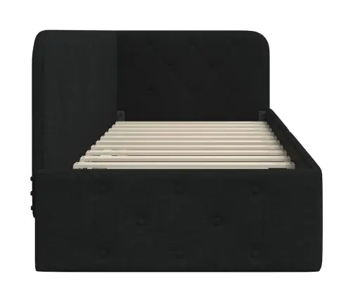 Stūra Gultas Rāmis Ar Galvas Klāju Melna 80 X 200 Cm Audums Vidaxl