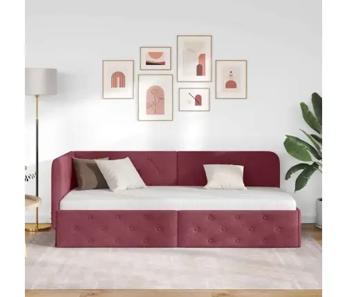 Kampinė Lovos Konstrukcija Vyno Raudona 80 X 200 Cm Audinys