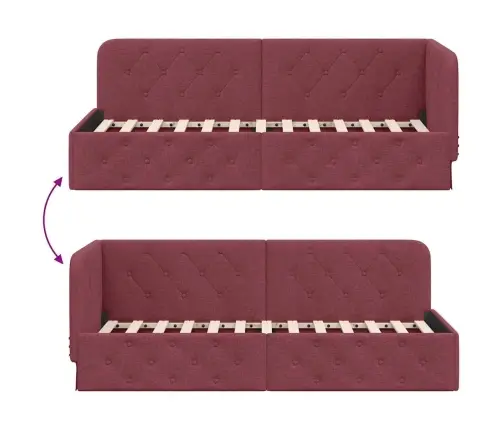 Kampinė Lovos Konstrukcija Vyno Raudona 80 X 200 Cm Audinys