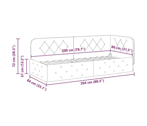 Nurgavoodi Raam Peaga Tume Rohelise 80 X 200 Cm Kangas