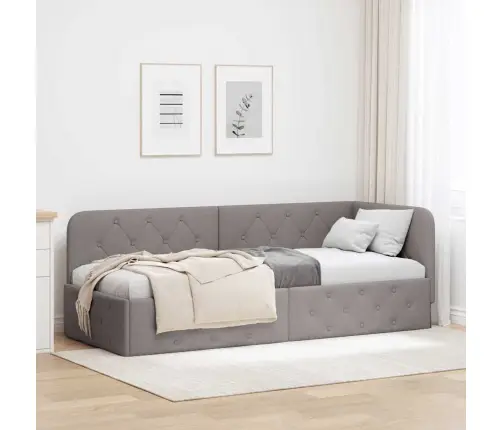 Stūra Gultas Rāmis Pelēkbrūna 80 X 200 Cm Audums Vidaxl