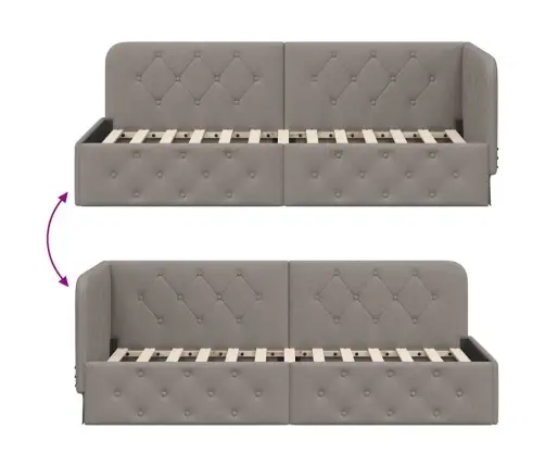 Stūra Gultas Rāmis Pelēkbrūna 80 X 200 Cm Audums Vidaxl