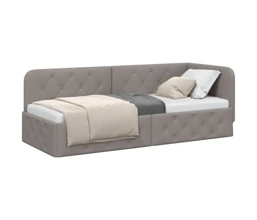 Stūra Gultas Rāmis Pelēkbrūna 80 X 200 Cm Audums Vidaxl