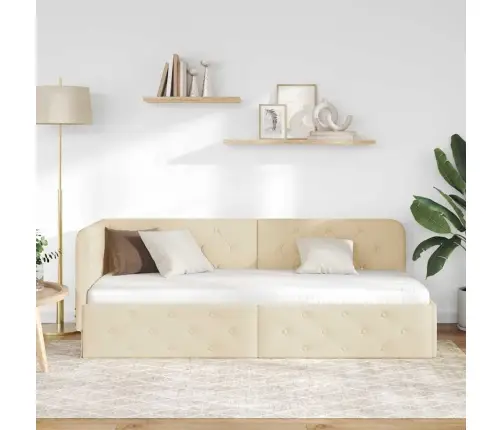 Kampinė Lovos Konstrukcija Kreminė 80 X 200 Cm Audinys