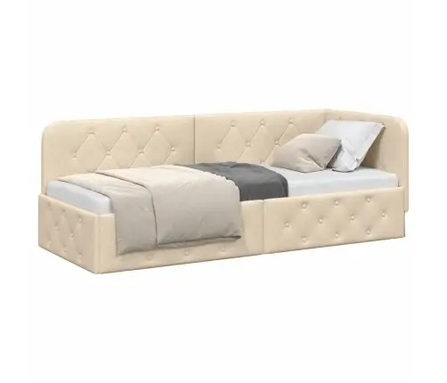 Kampinė Lovos Konstrukcija Kreminė 80 X 200 Cm Audinys