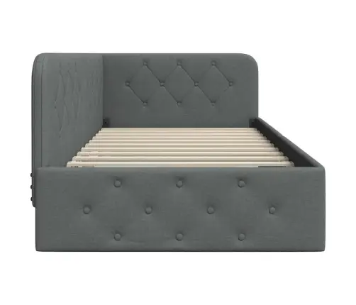 Stūra Gultas Rāmis Tumši Pelēks 90 X 190 Cm Audums Vidaxl