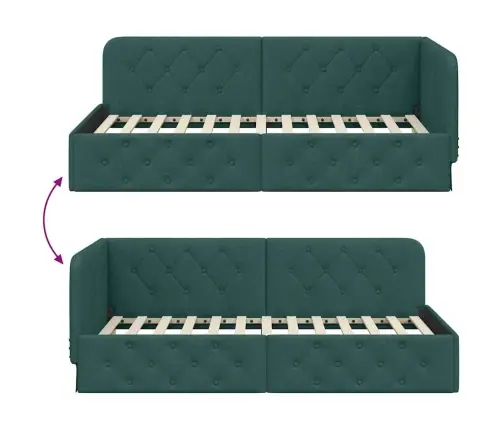 Stūra Gultas Rāmis Tumši Zaļš 90 X 190 Cm Audums Vidaxl