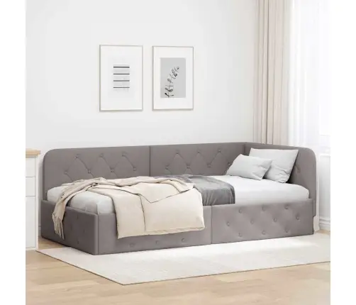 Stūra Gultas Rāmis Pelēkbrūna 90 X 190 Cm Audums Vidaxl