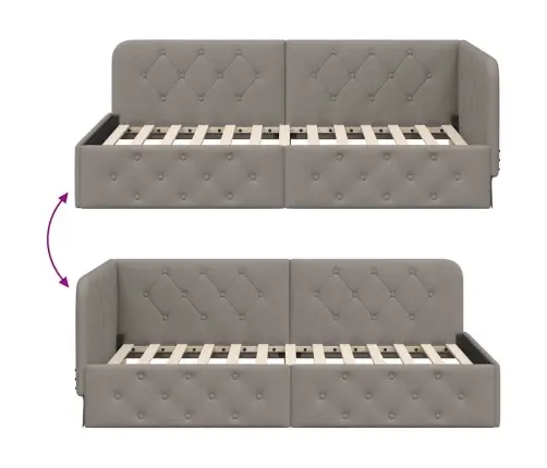 Stūra Gultas Rāmis Pelēkbrūna 90 X 190 Cm Audums Vidaxl