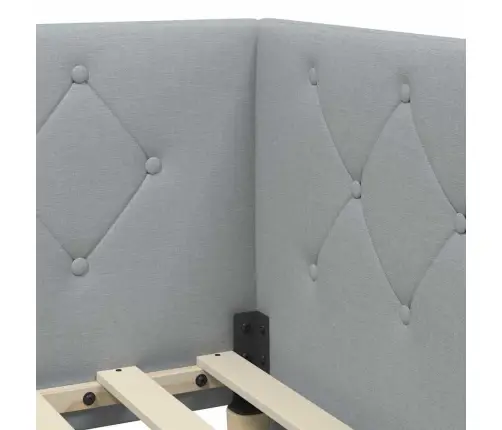 Stūra Gultas Rāmis Gaiši Pelēks 90 X 200 Cm Audums Vidaxl