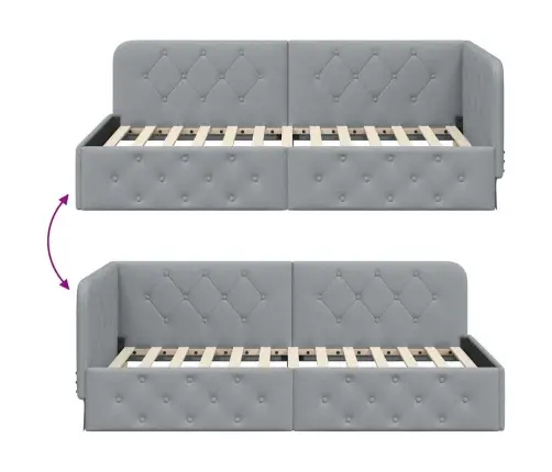 Stūra Gultas Rāmis Gaiši Pelēks 90 X 200 Cm Audums Vidaxl