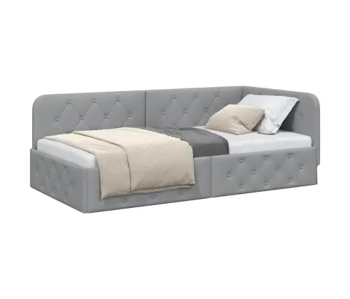 Stūra Gultas Rāmis Gaiši Pelēks 90 X 200 Cm Audums Vidaxl