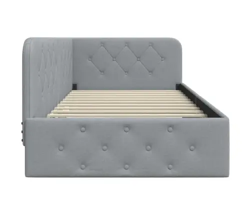 Stūra Gultas Rāmis Gaiši Pelēks 90 X 200 Cm Audums Vidaxl