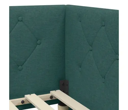 Kampinė Lovos Konstrukcija Tamsiai Žalia 90 X 200 Cm Audinys
