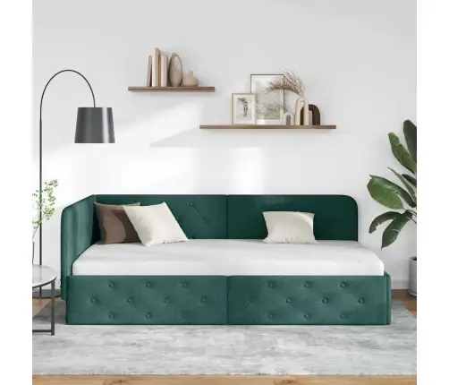 Kampinė Lovos Konstrukcija Tamsiai Žalia 90 X 200 Cm Audinys