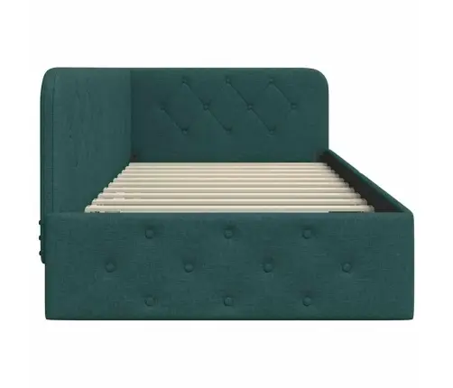 Kampinė Lovos Konstrukcija Tamsiai Žalia 90 X 200 Cm Audinys