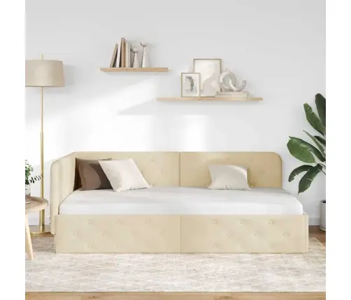 Kampinė Lovos Konstrukcija Kreminė 90 X 200 Cm Audinys