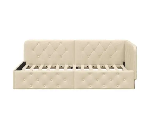 Kampinė Lovos Konstrukcija Kreminė 90 X 200 Cm Audinys