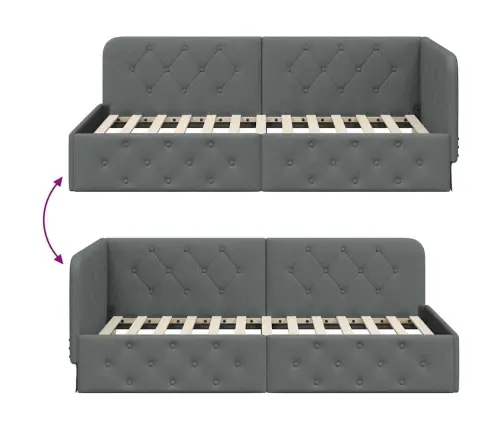 Kampinė Lovos Konstrukcija Tamsiai Pilka 100 X 200 Cm Audinys