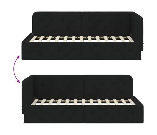 Kampinė Lovos Konstrukcija Juoda 100 X 200 Cm Audinys