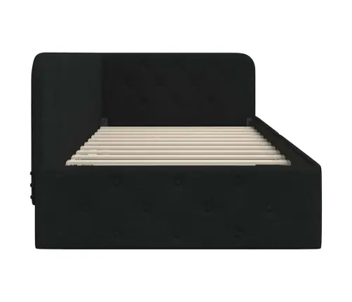 Kampinė Lovos Konstrukcija Juoda 100 X 200 Cm Audinys