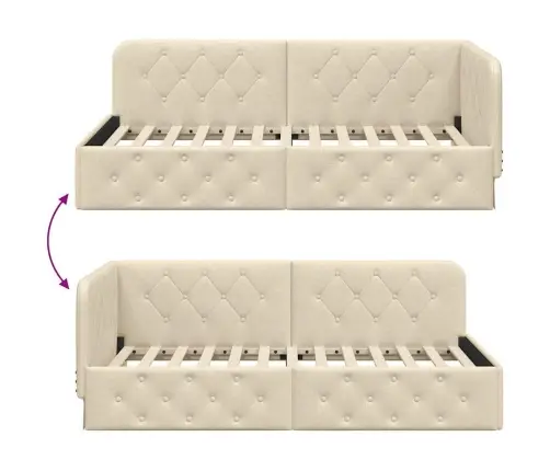 Stūra Gultas Rāmis Krēmkrāsa 100 X 200 Cm Audums Vidaxl