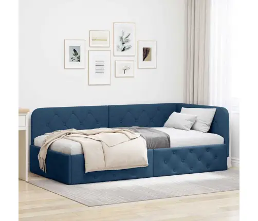Kampinė Lovos Konstrukcija Mėlyna 100 X 200 Cm Audinys