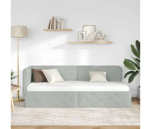 Stūra Gultas Rāmis Gaiši Pelēks 80 X 200 Cm Samts Vidaxl