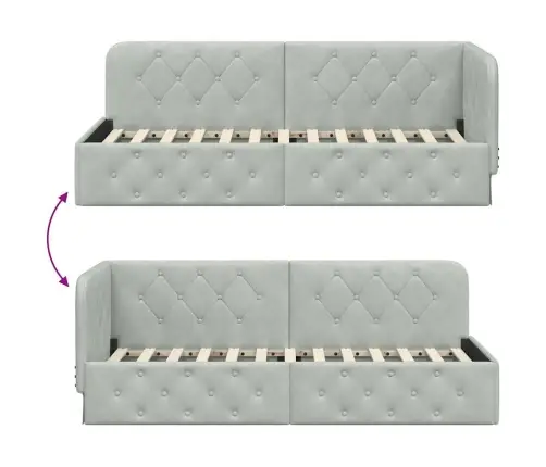 Stūra Gultas Rāmis Gaiši Pelēks 80 X 200 Cm Samts Vidaxl