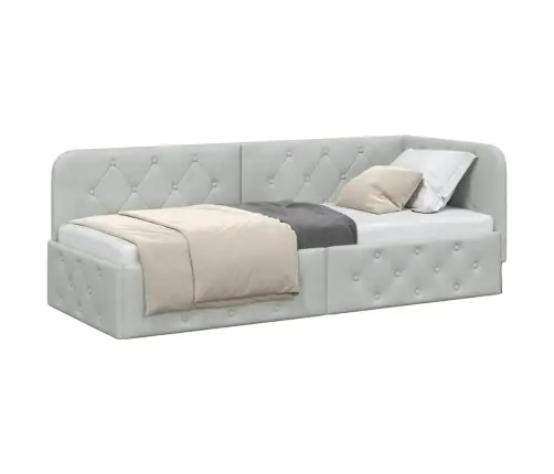 Stūra Gultas Rāmis Gaiši Pelēks 80 X 200 Cm Samts Vidaxl