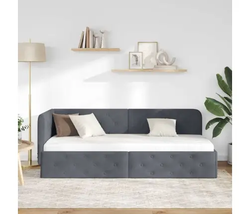 Stūra Gultas Rāmis Tumši Pelēks 80 X 200 Cm Samts Vidaxl