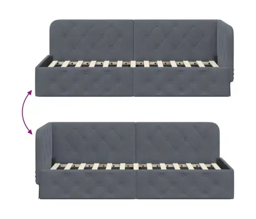 Stūra Gultas Rāmis Tumši Pelēks 80 X 200 Cm Samts Vidaxl