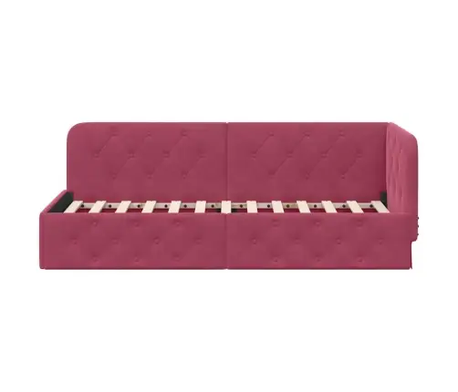 Stūra Gultas Rāmis Vīna Sarkans 80 X 200 Cm Samts Vidaxl