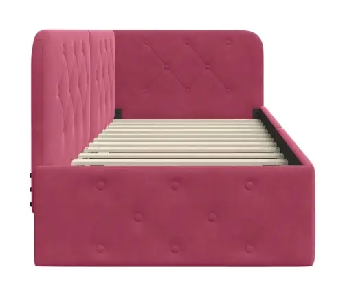 Stūra Gultas Rāmis Vīna Sarkans 80 X 200 Cm Samts Vidaxl