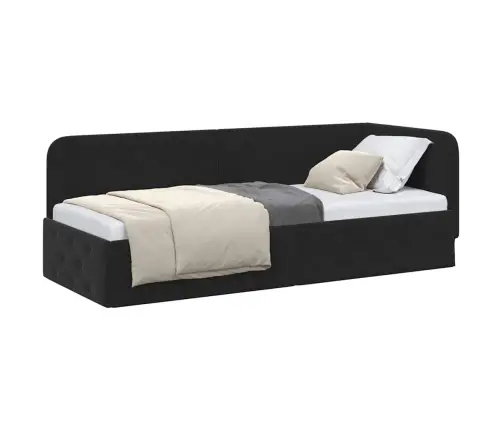 Stūra Gultas Rāmis Ar Galvas Klāju Melna 80 X 200 Cm Samts Vidaxl