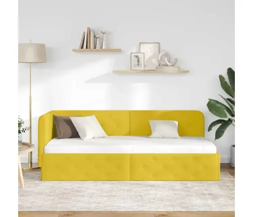 Kampinė Lovos Konstrukcija Geltona 80 X 200 Cm Aksomas