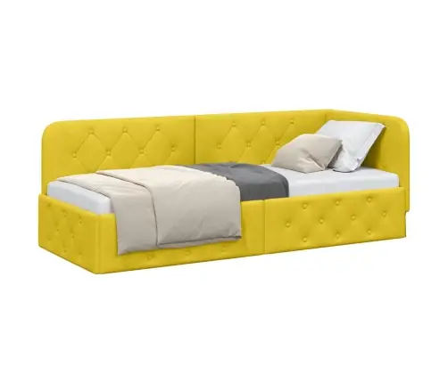 Kampinė Lovos Konstrukcija Geltona 80 X 200 Cm Aksomas