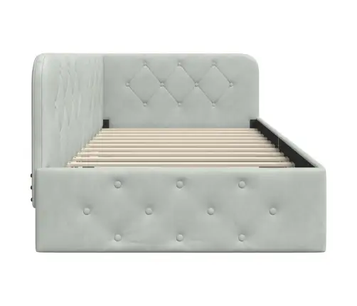 Kampinė Lovos Konstrukcija Šviesiai Pilka 90 X 190 Cm Aksomas