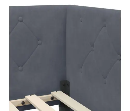 Stūra Gultas Rāmis Tumši Pelēks 90 X 190 Cm Samts Vidaxl