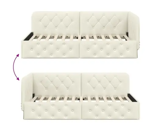 Stūra Gultas Rāmis Ar Galvas Klāju Krēmkrāsa 90 X 190 Cm Samts Vidaxl