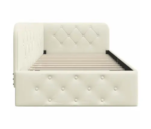 Stūra Gultas Rāmis Ar Galvas Klāju Krēmkrāsa 90 X 190 Cm Samts Vidaxl