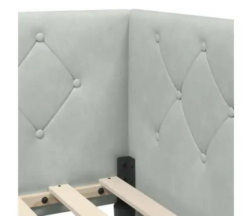 Stūra Gultas Rāmis Gaiši Pelēks 90 X 200 Cm Samts Vidaxl