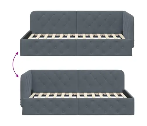 Stūra Gultas Rāmis Tumši Pelēks 90 X 200 Cm Samts Vidaxl